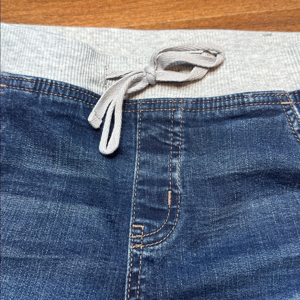 Justice Blue Denim Shorts with Light Gray Knit Waistband